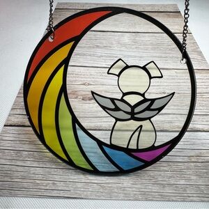 Stained Glass Rainbow Bridge Dog Memorial Gifts for Loss of Dog Suncatcher